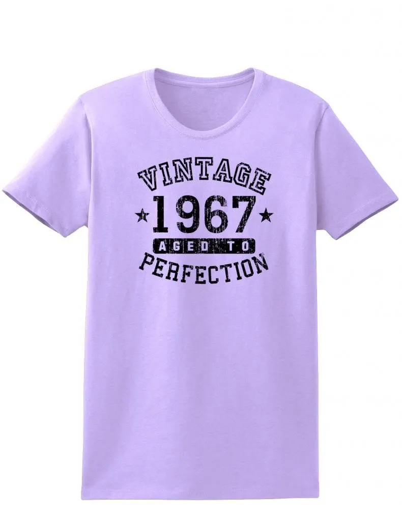 1967 - Ladies Vintage Birth Year Aged To Perfection Birthday T-Shirt