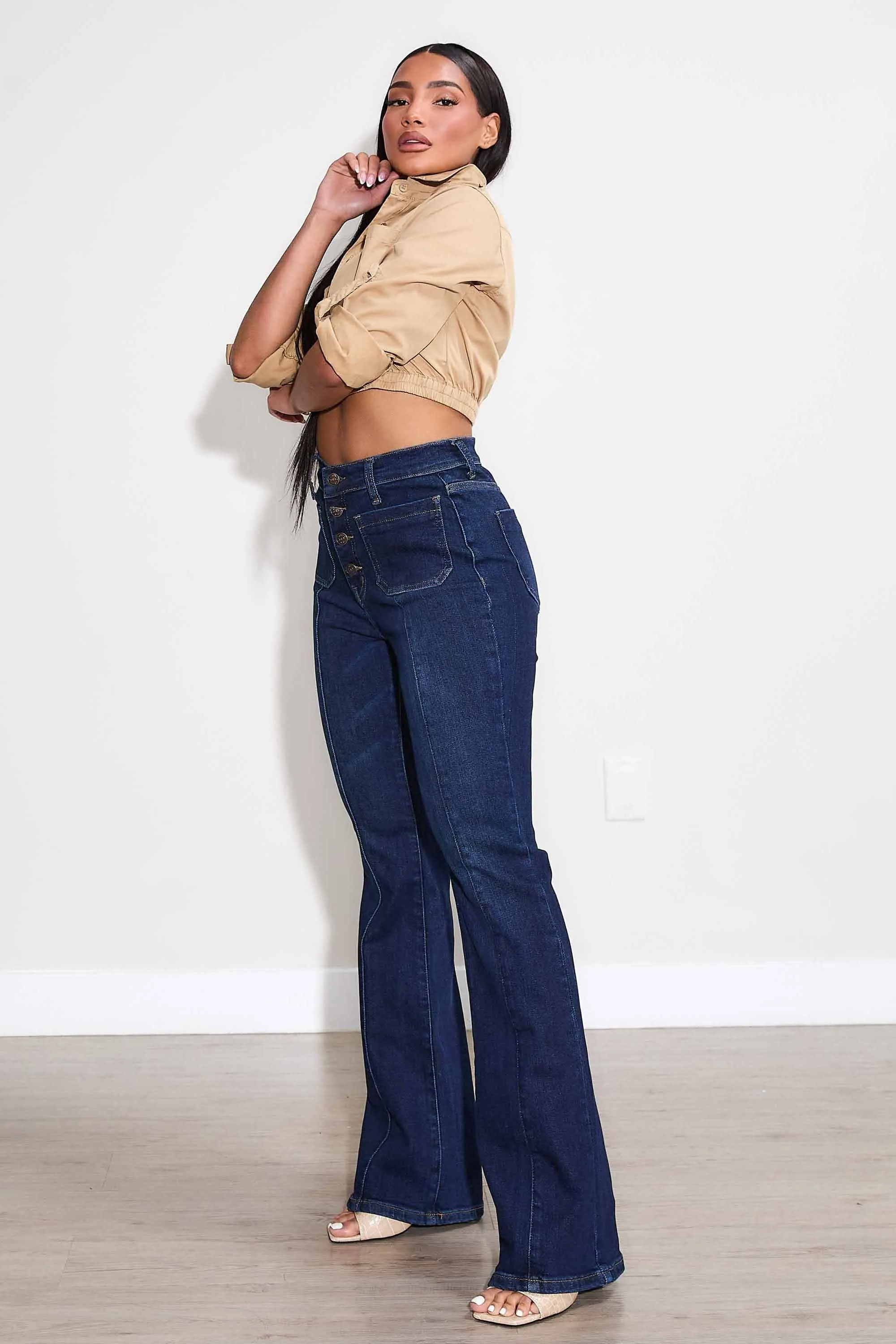 4 Buttons square pocket Bootcut Jeans