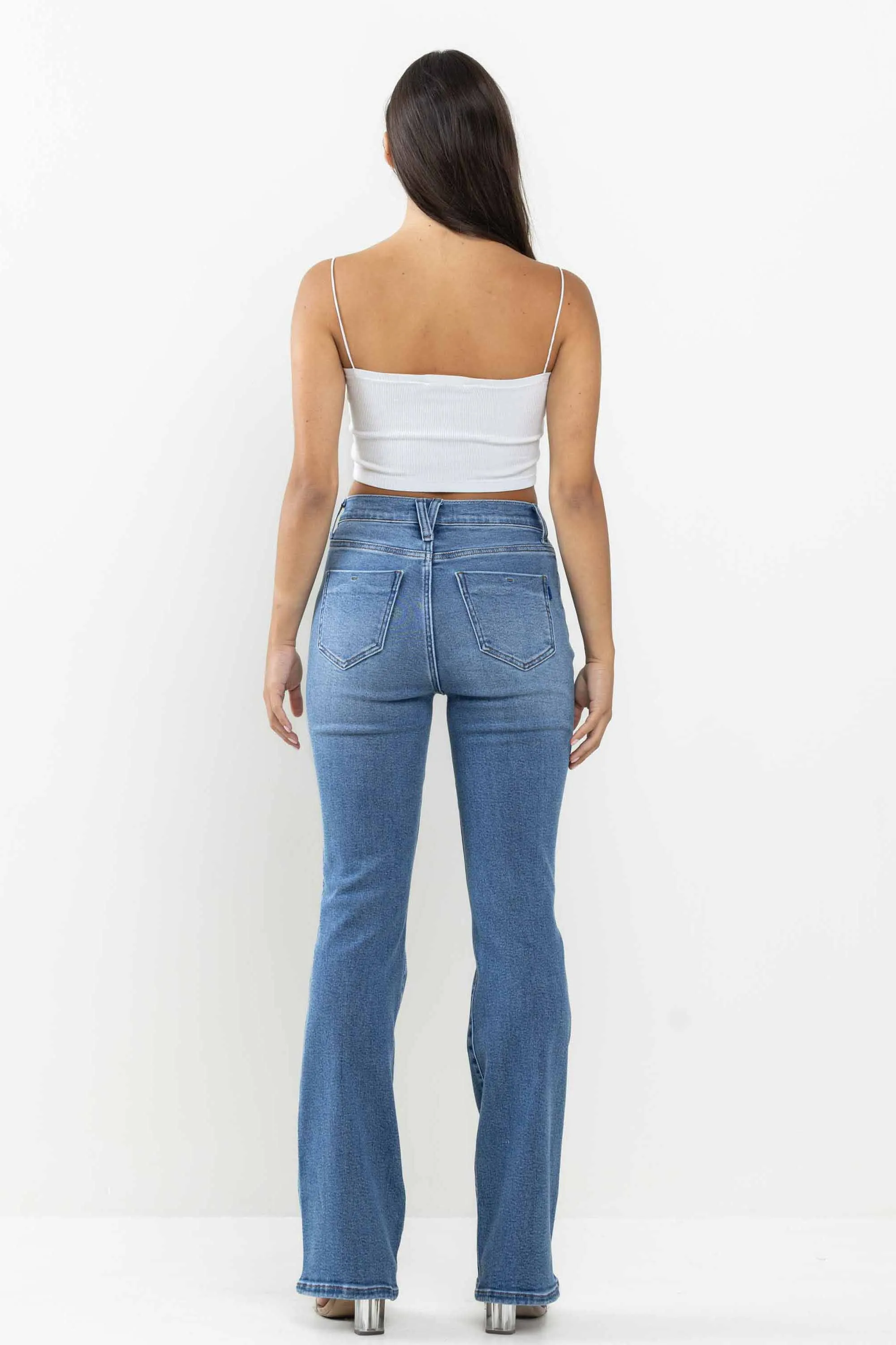4 Buttons square pocket Bootcut Jeans
