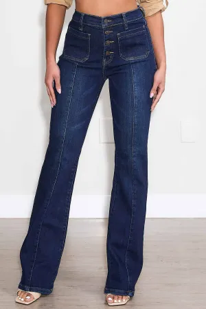 4 Buttons square pocket Bootcut Jeans