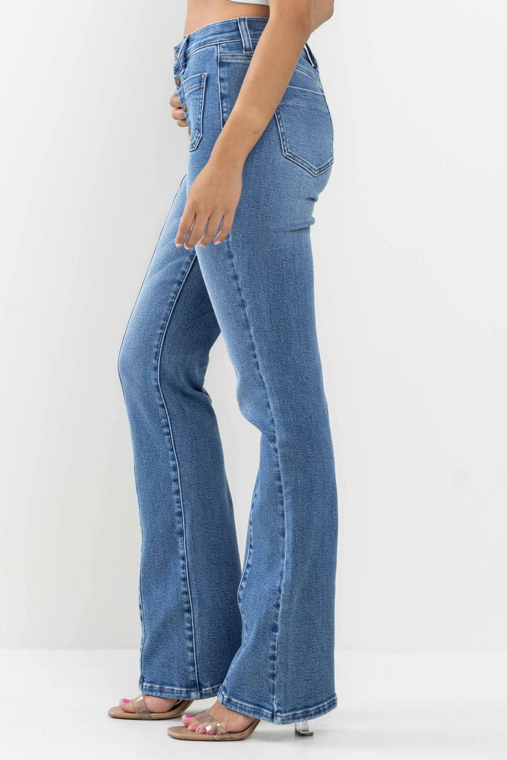 4 Buttons square pocket Bootcut Jeans