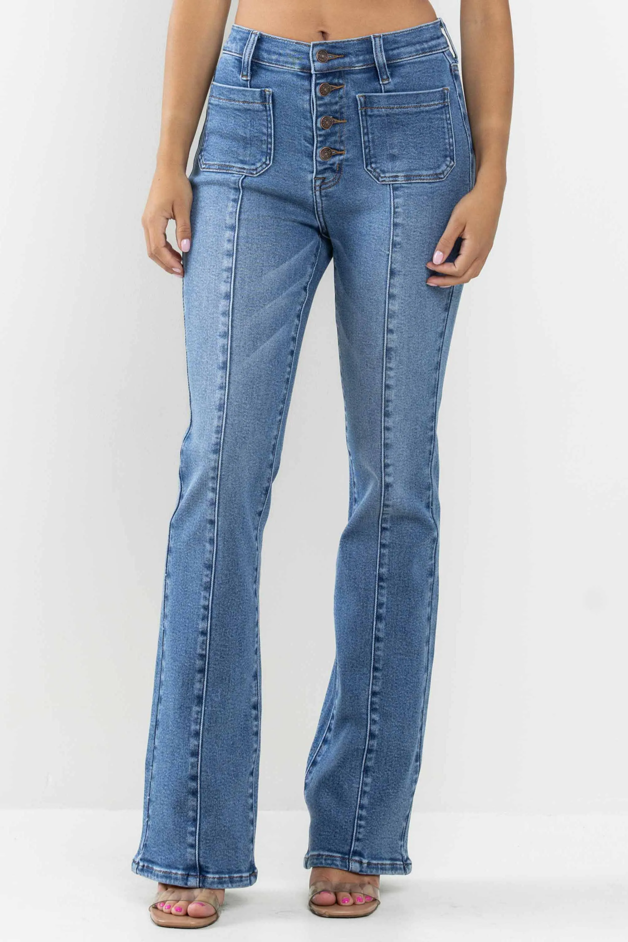 4 Buttons square pocket Bootcut Jeans