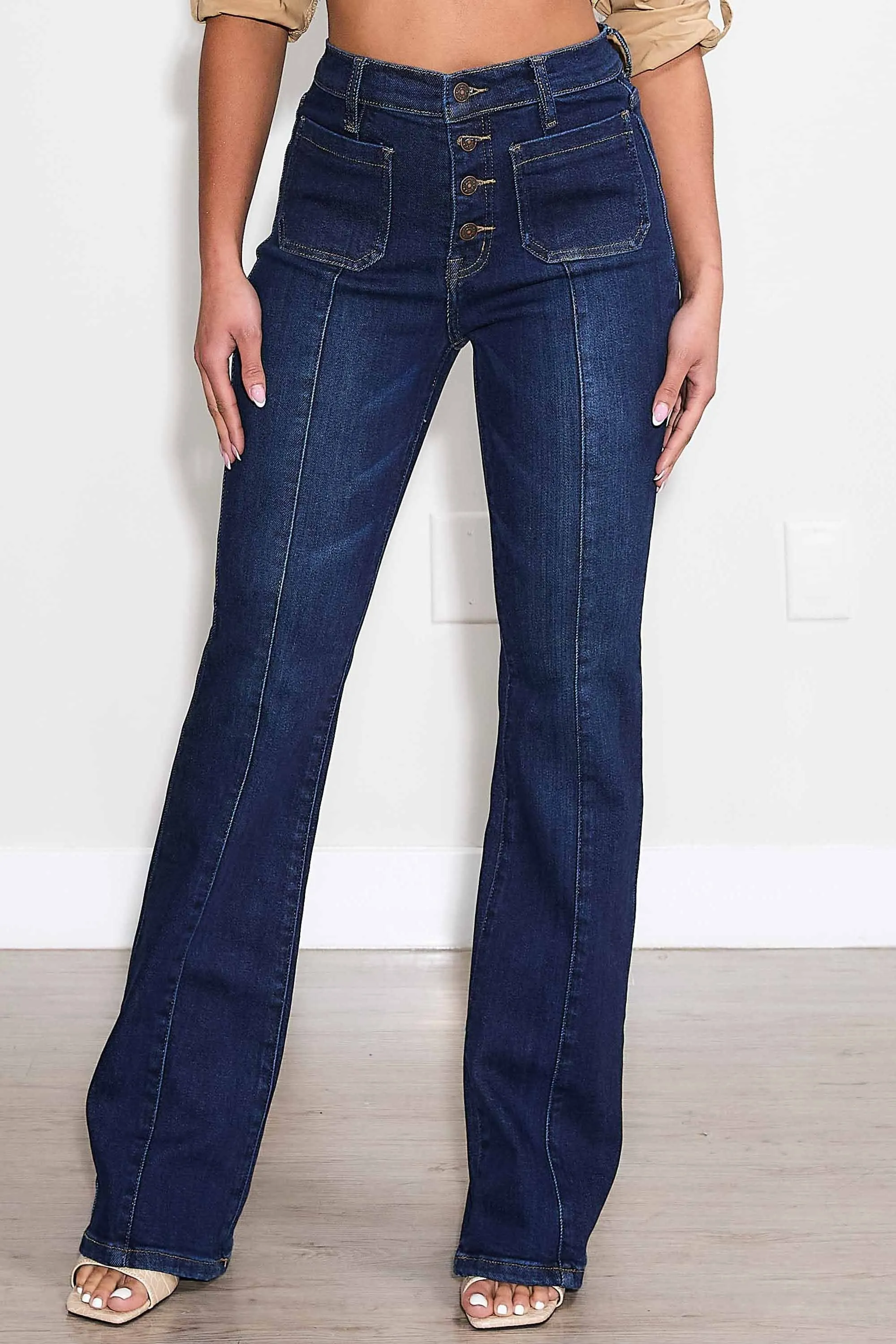 4 Buttons square pocket Bootcut Jeans