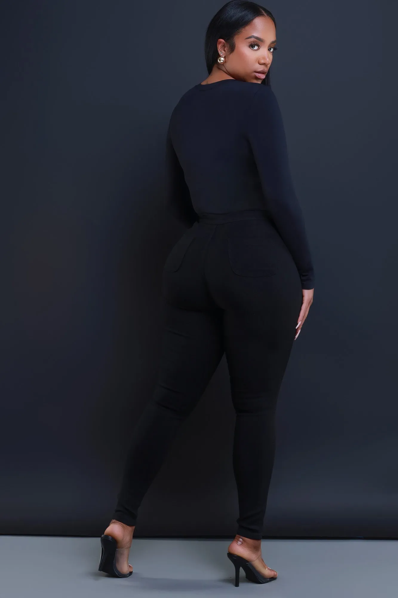 $5 Super Swank High Waist Stretchy Jeans - Black