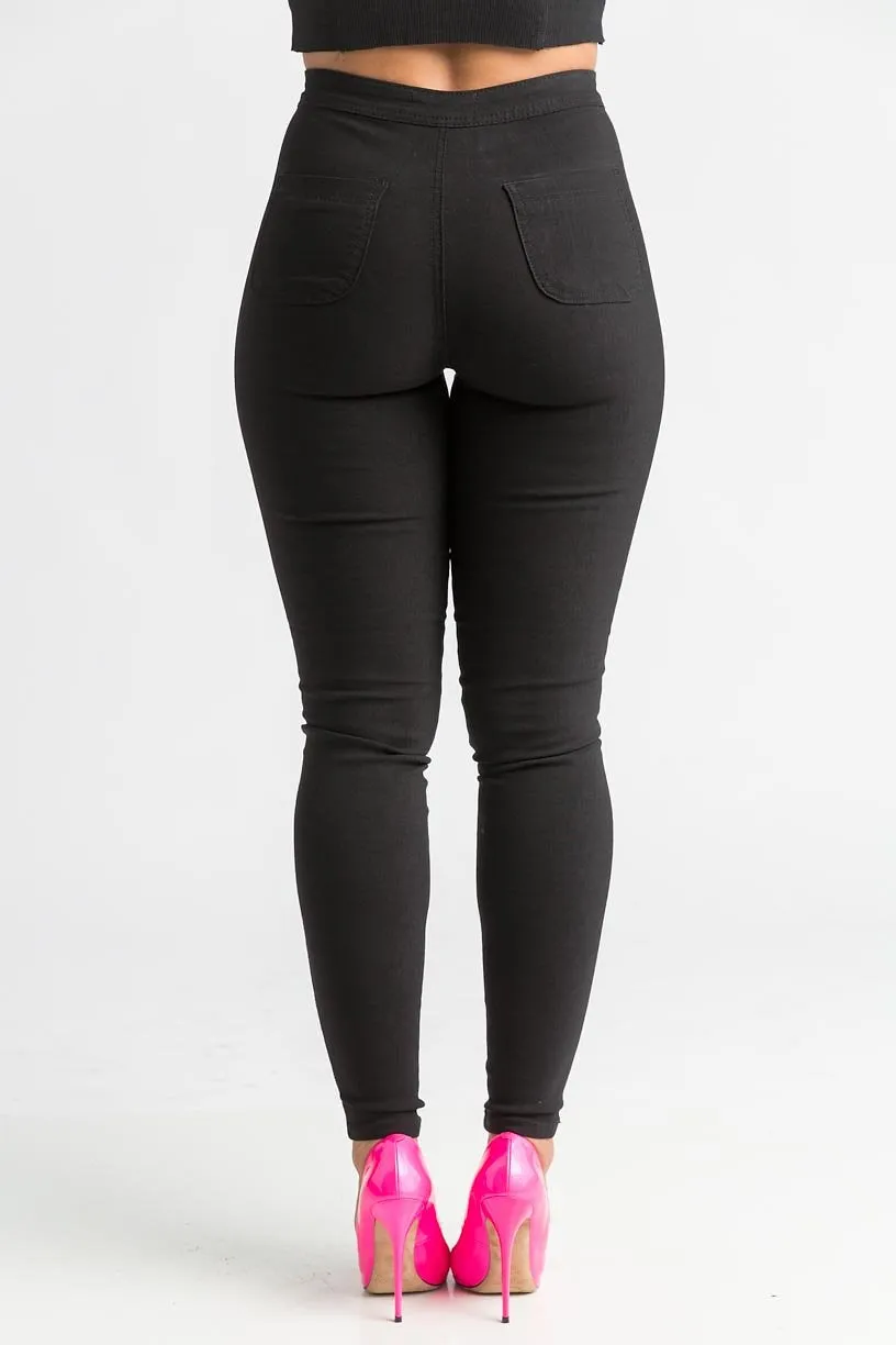 $5 Super Swank High Waist Stretchy Jeans - Black