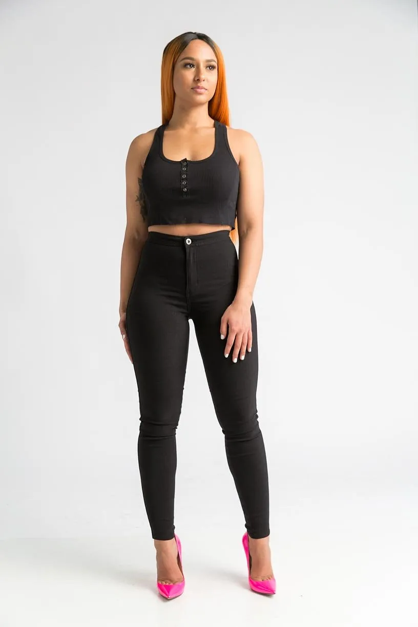 $5 Super Swank High Waist Stretchy Jeans - Black