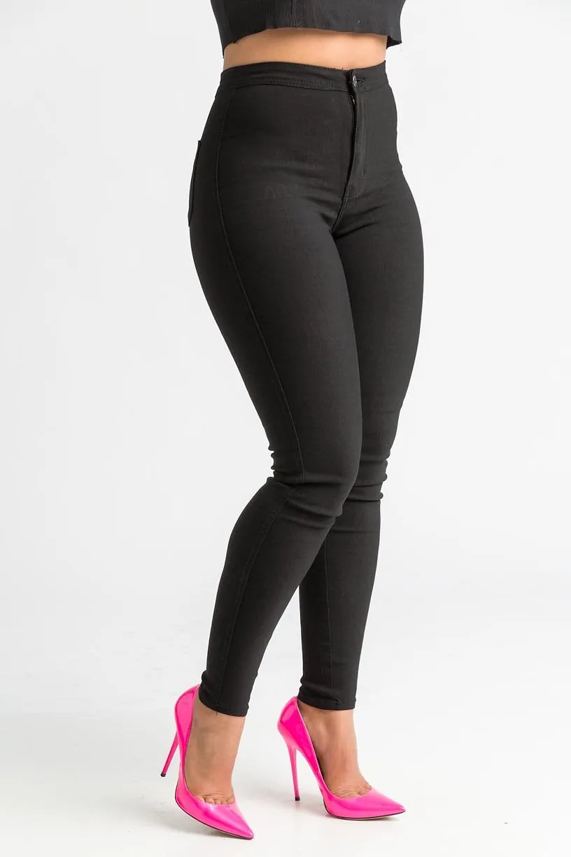 $5 Super Swank High Waist Stretchy Jeans - Black