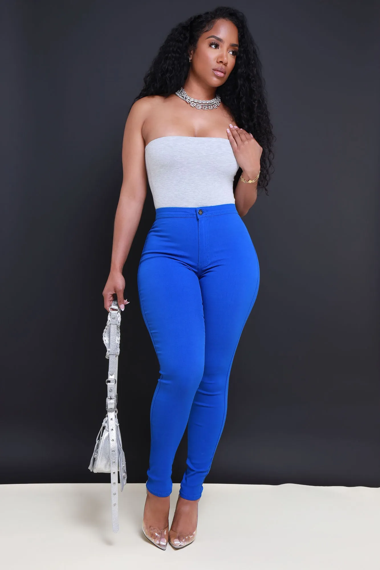 $5 Super Swank High Waist Stretchy Jeans - Royal Blue