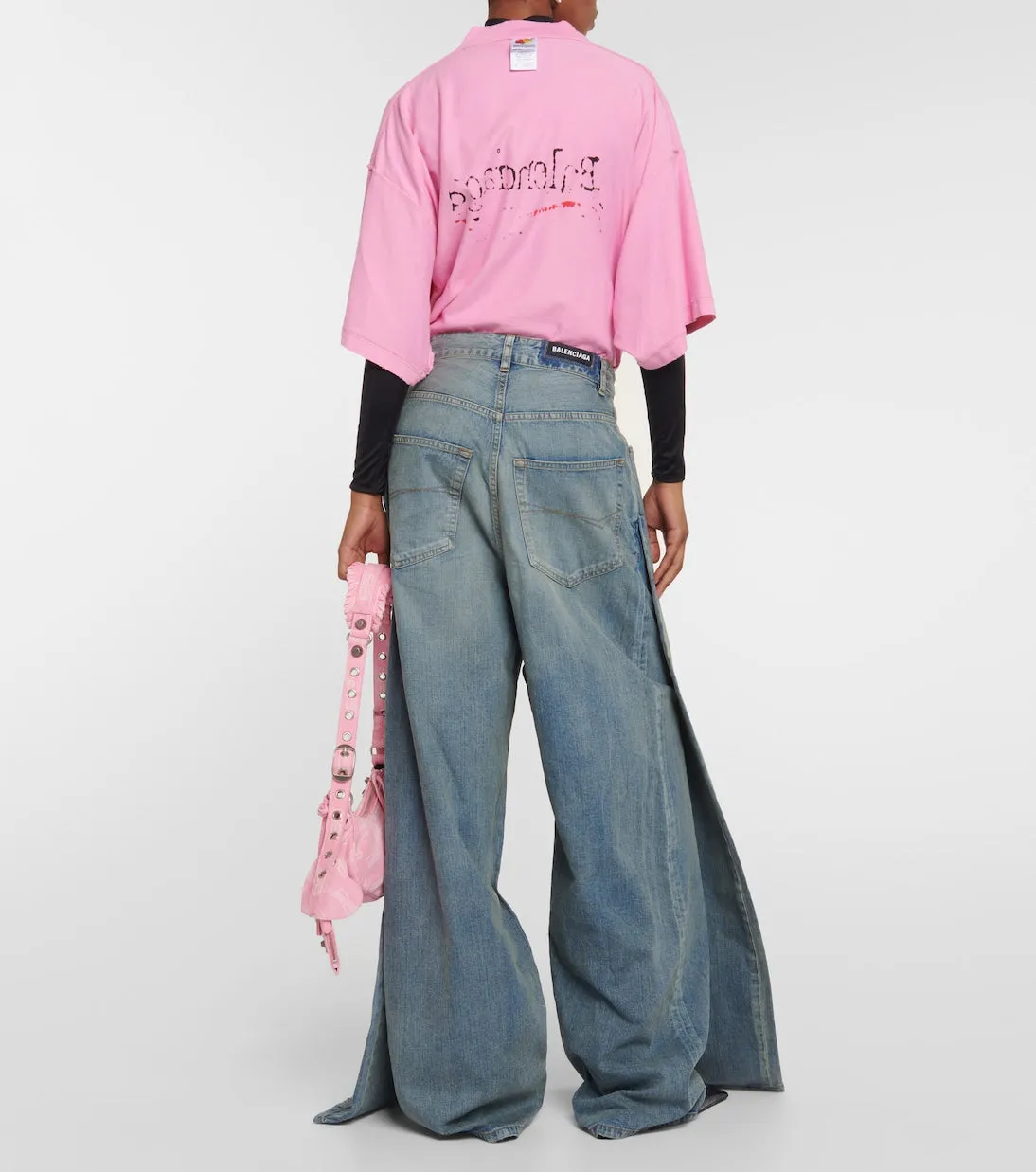 Balenciaga Double Front Effect Denim Pants, Blue
