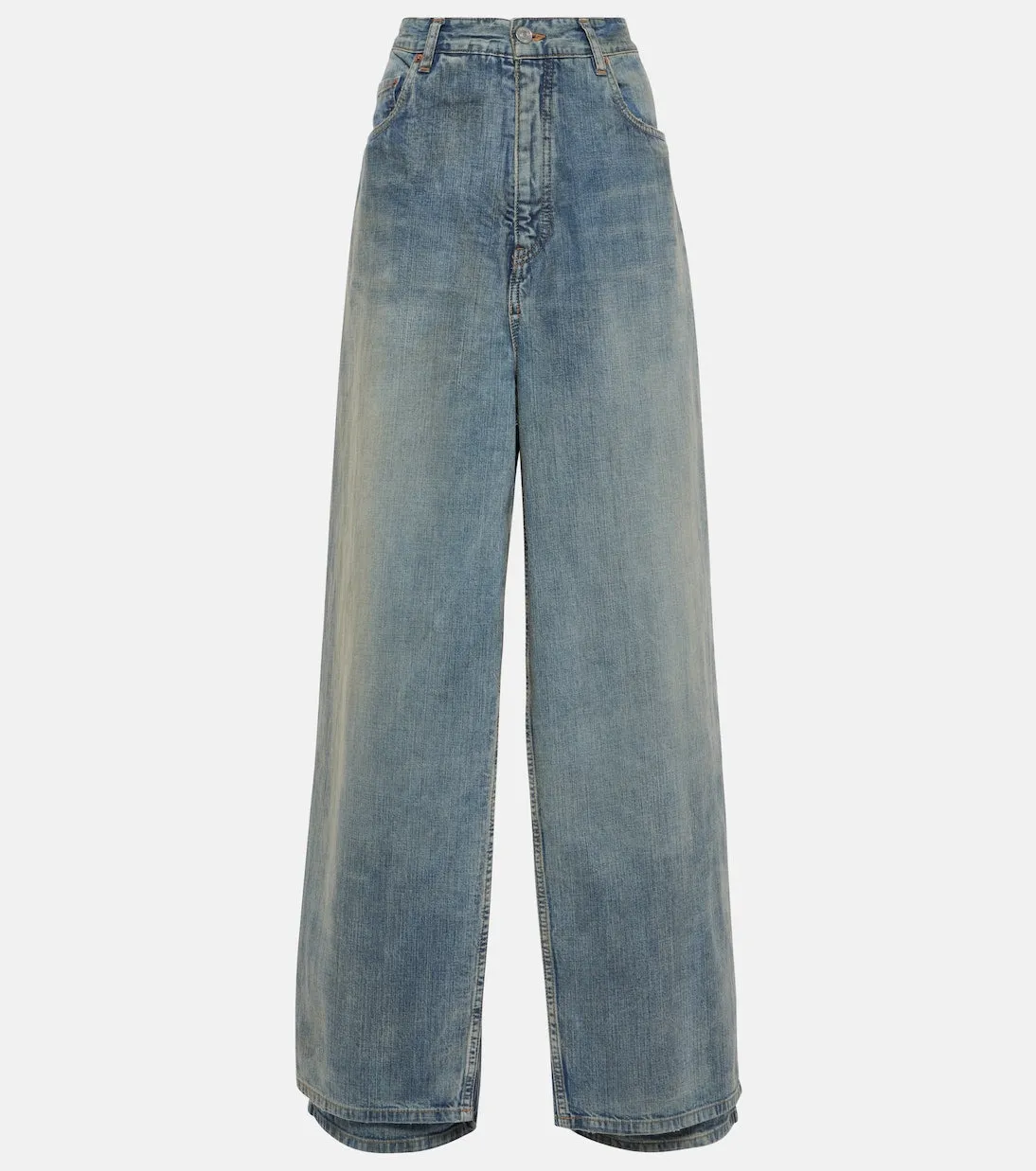 Balenciaga Double Front Effect Denim Pants, Blue