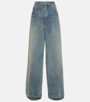 Balenciaga Double Front Effect Denim Pants, Blue