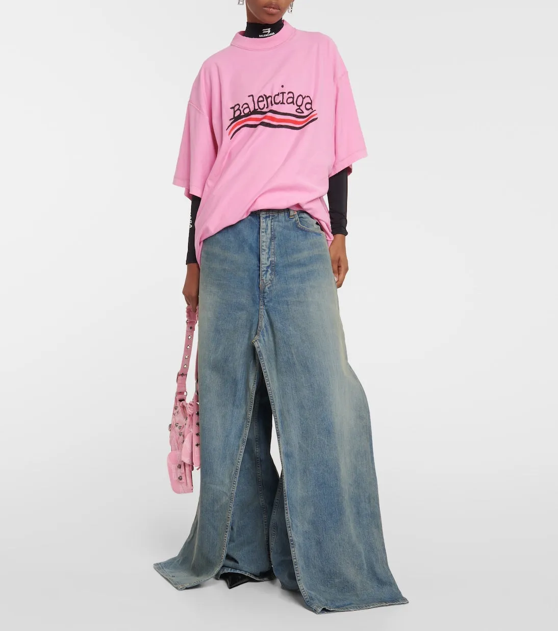 Balenciaga Double Front Effect Denim Pants, Blue