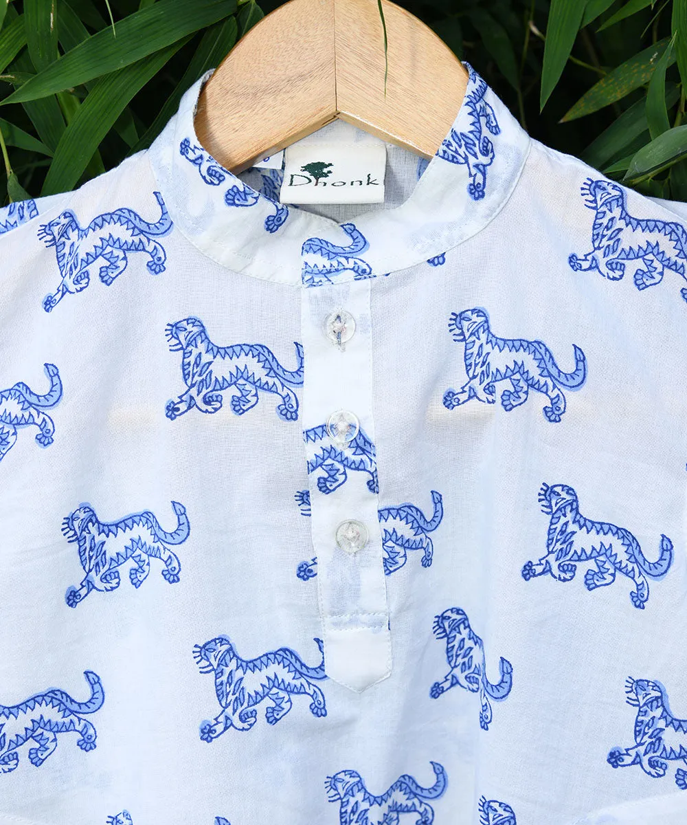 Block Print Tiger Kurta
