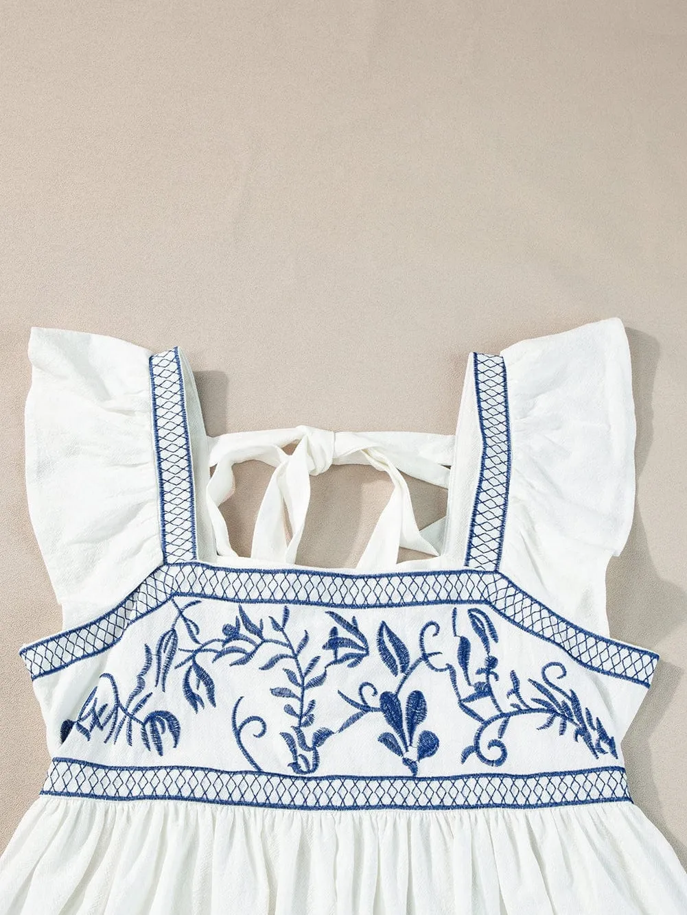 Bohemian White Embroidered Peplum Top