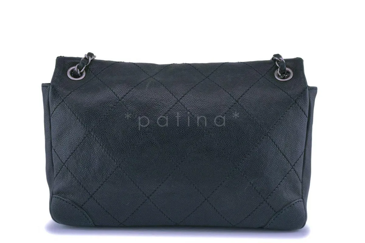 Chanel Black Distressed Caviar Outdoor Ligne Flap Bag RHW