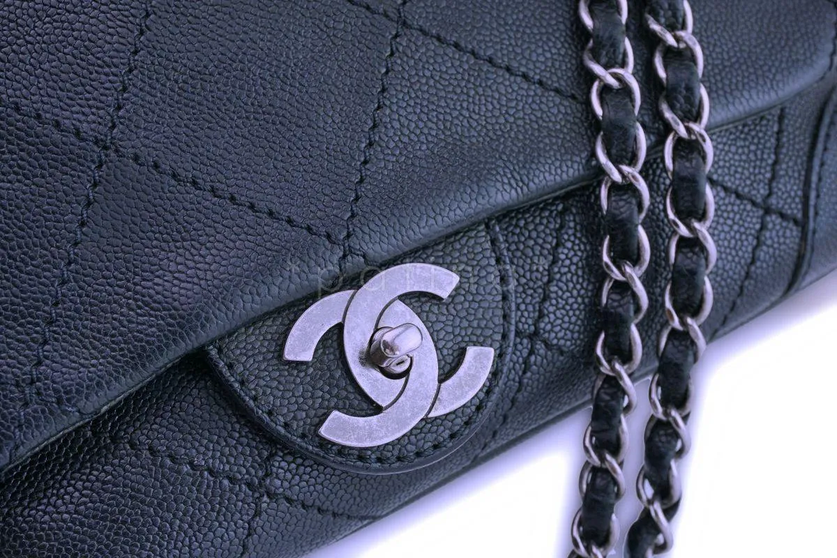 Chanel Black Distressed Caviar Outdoor Ligne Flap Bag RHW