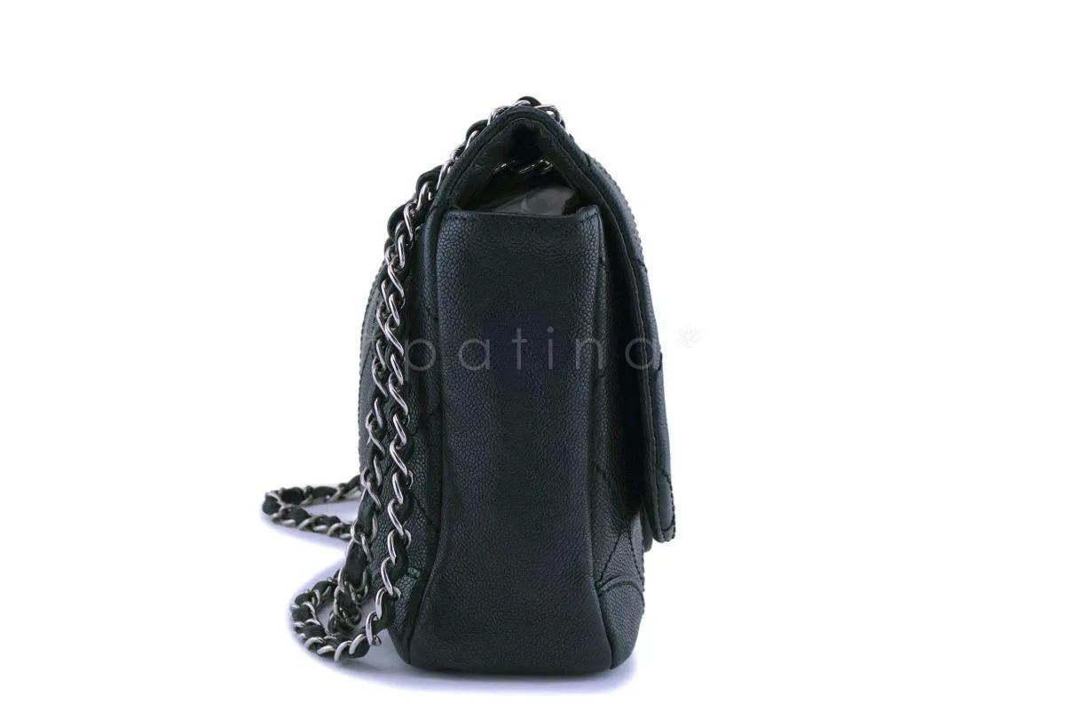 Chanel Black Distressed Caviar Outdoor Ligne Flap Bag RHW