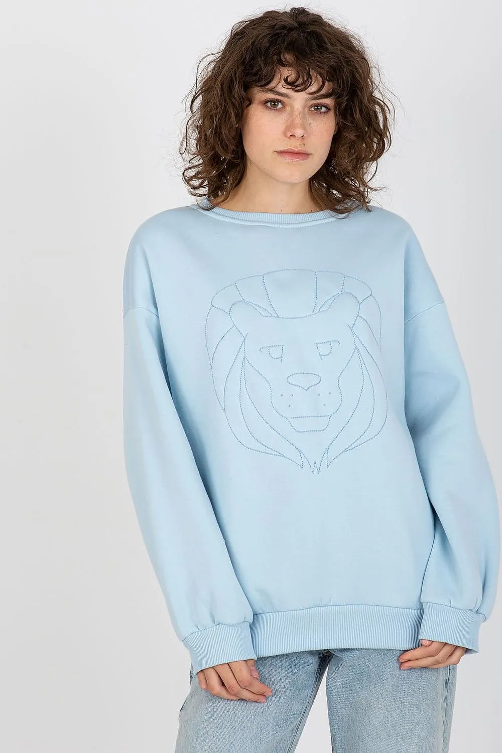 Chic Embroidered Cotton-Polyester Sweatshirt - Versatile One Size Fit