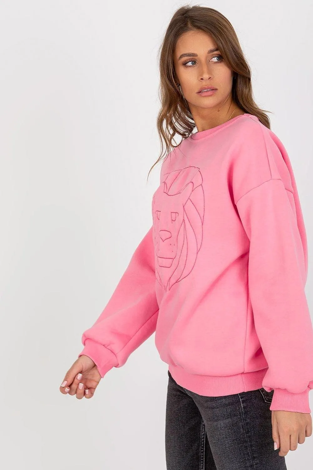 Chic Embroidered Cotton-Polyester Sweatshirt - Versatile One Size Fit