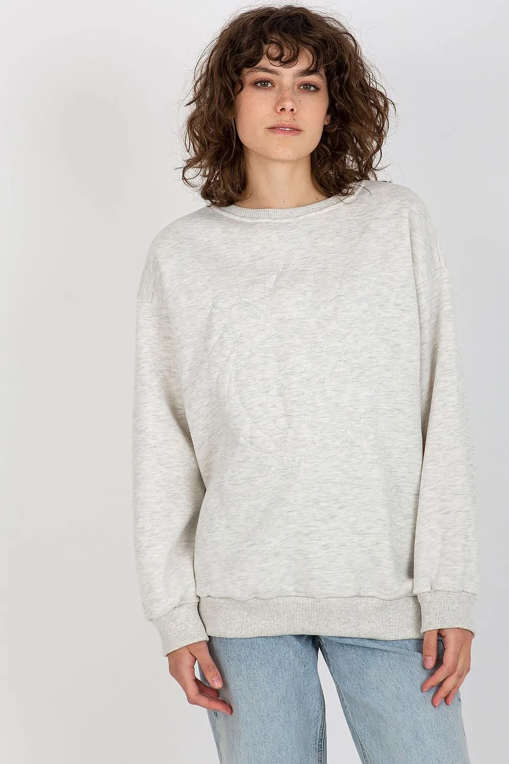 Chic Embroidered Cotton-Polyester Sweatshirt - Versatile One Size Fit