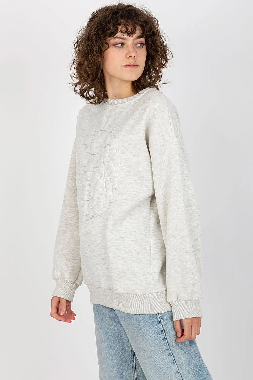 Chic Embroidered Cotton-Polyester Sweatshirt - Versatile One Size Fit