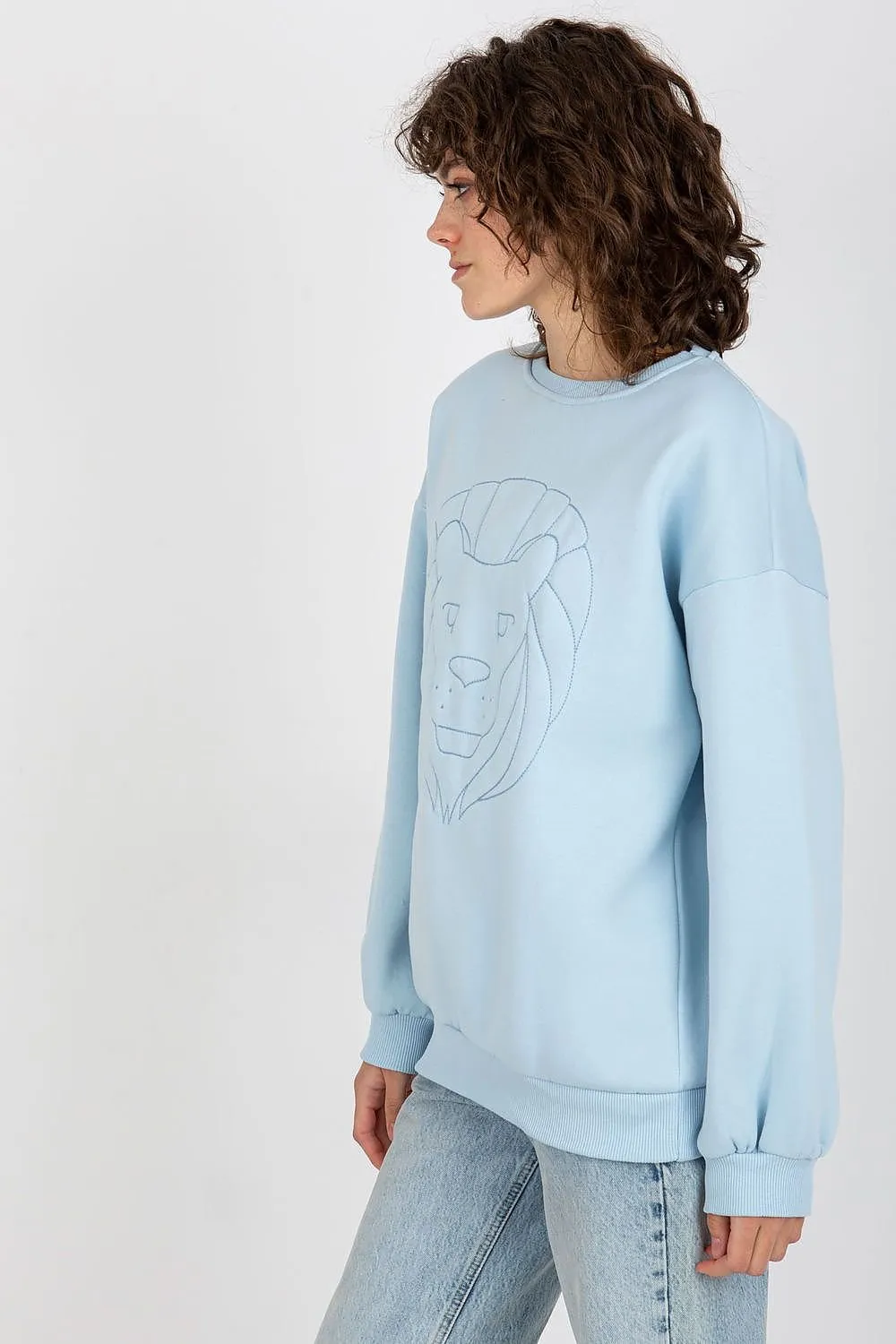 Chic Embroidered Cotton-Polyester Sweatshirt - Versatile One Size Fit