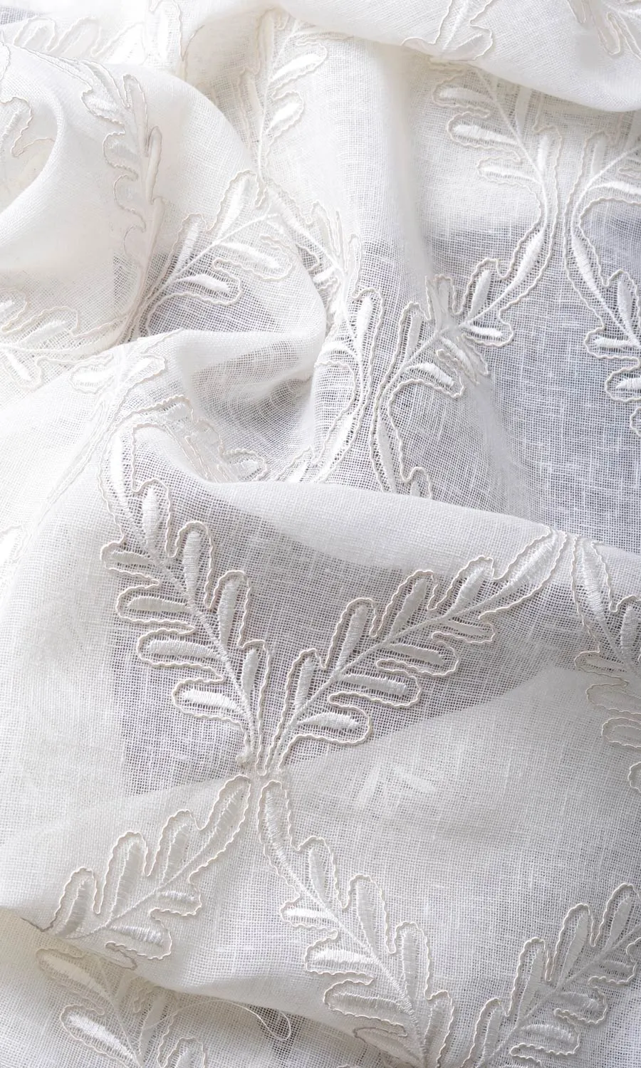 'Crisp Linen' Sheer Floral Embroidery Blinds (White/ Cream)