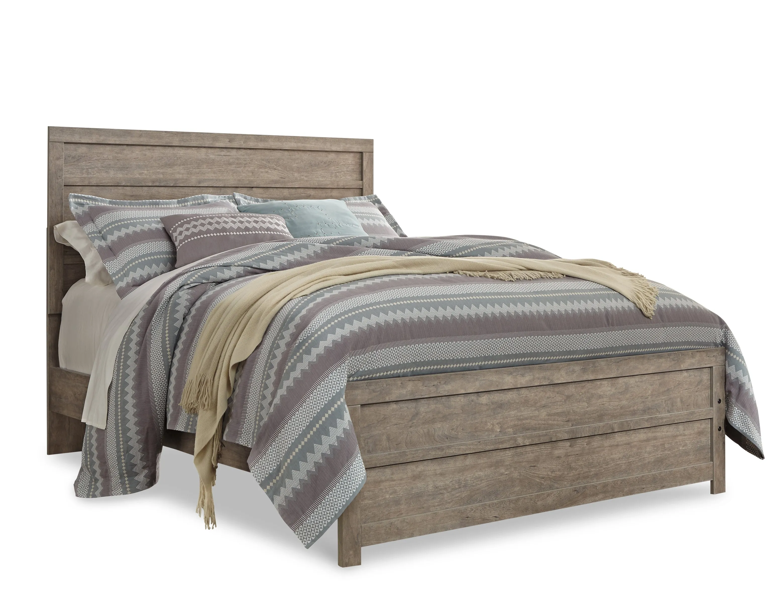 Culverbach Queen Panel Bed with 2 Nightstands in Gray
