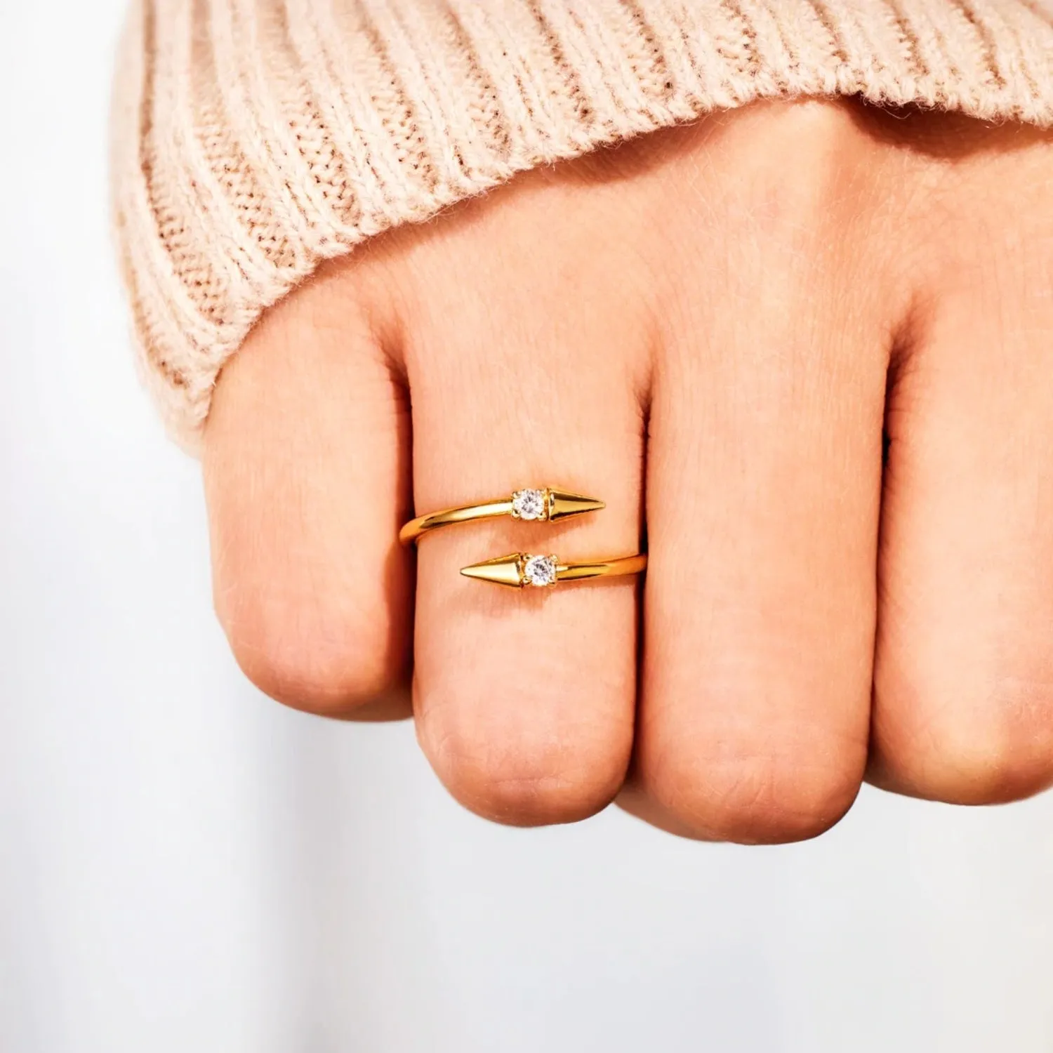 Elegant Embrace: 925 Sterling Silver Inlaid Zircon Bypass Ring