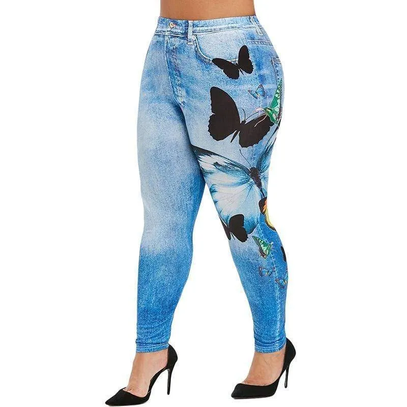 Flexible Stretch Print Denim Jeans