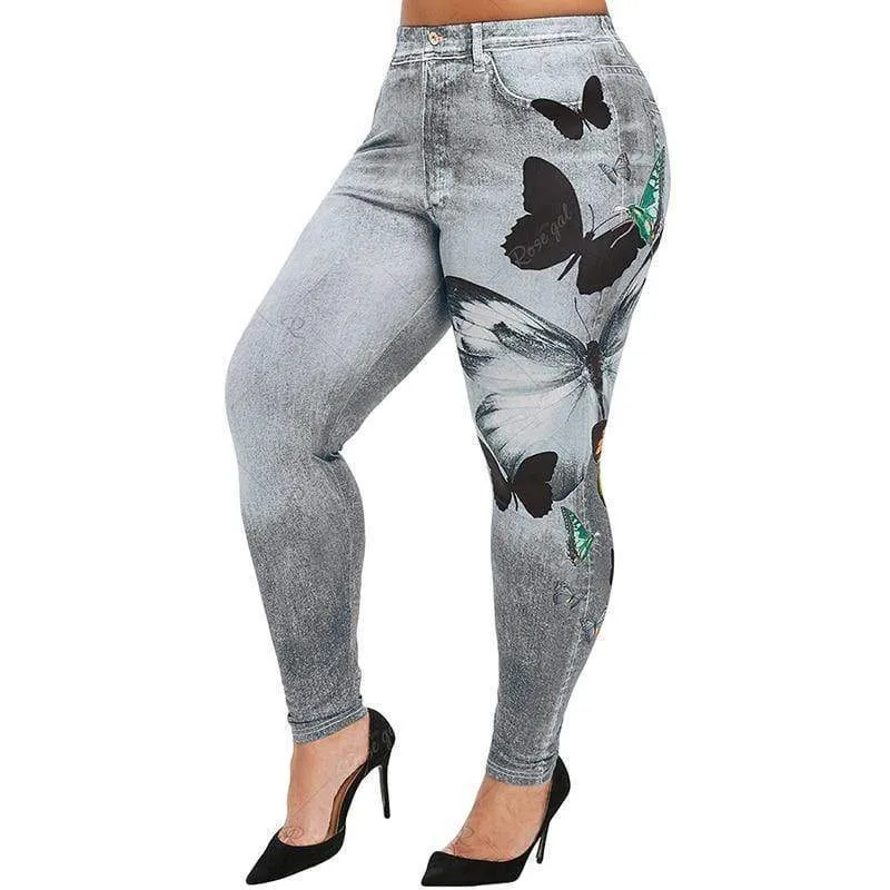 Flexible Stretch Print Denim Jeans