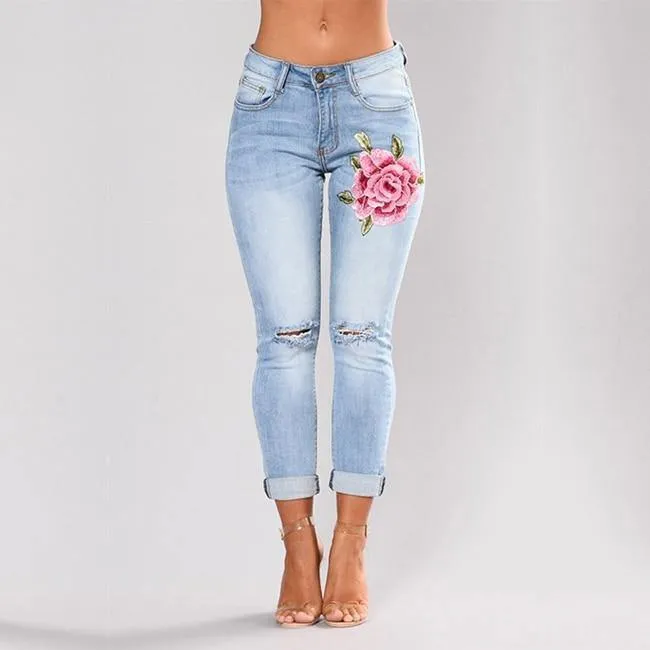 Flexible Stretch Print Denim Jeans