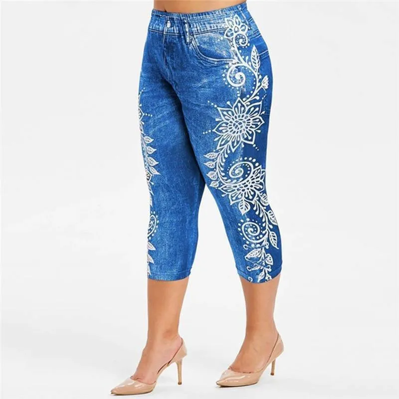 Flexible Stretch Print Denim Jeans