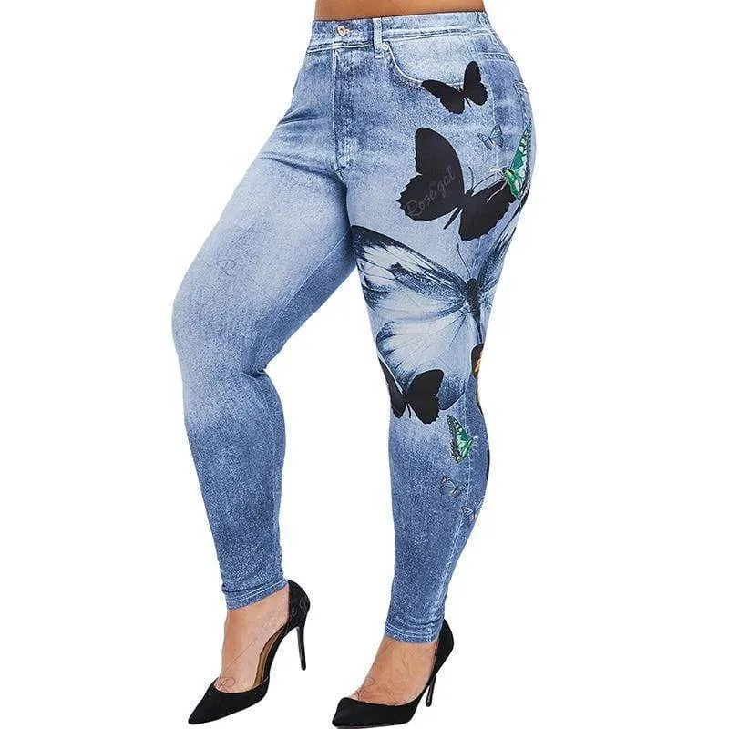 Flexible Stretch Print Denim Jeans