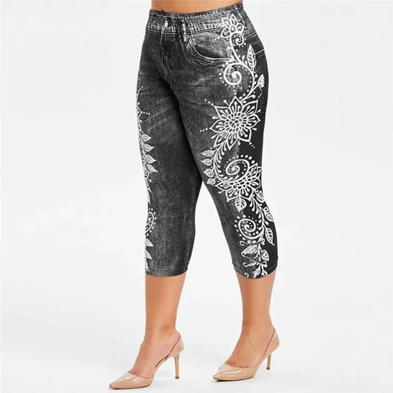 Flexible Stretch Print Denim Jeans