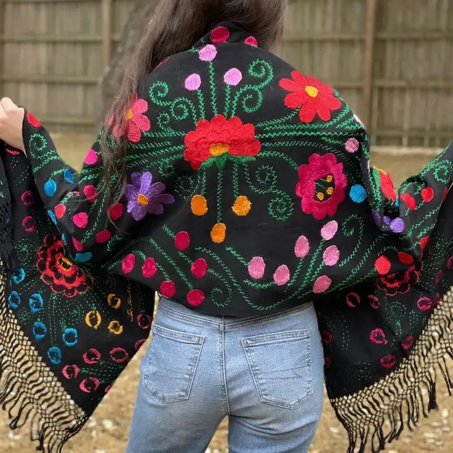 Floral Embroidery Rebozos