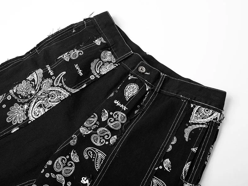 Floral Printed Loose Straight Jeans