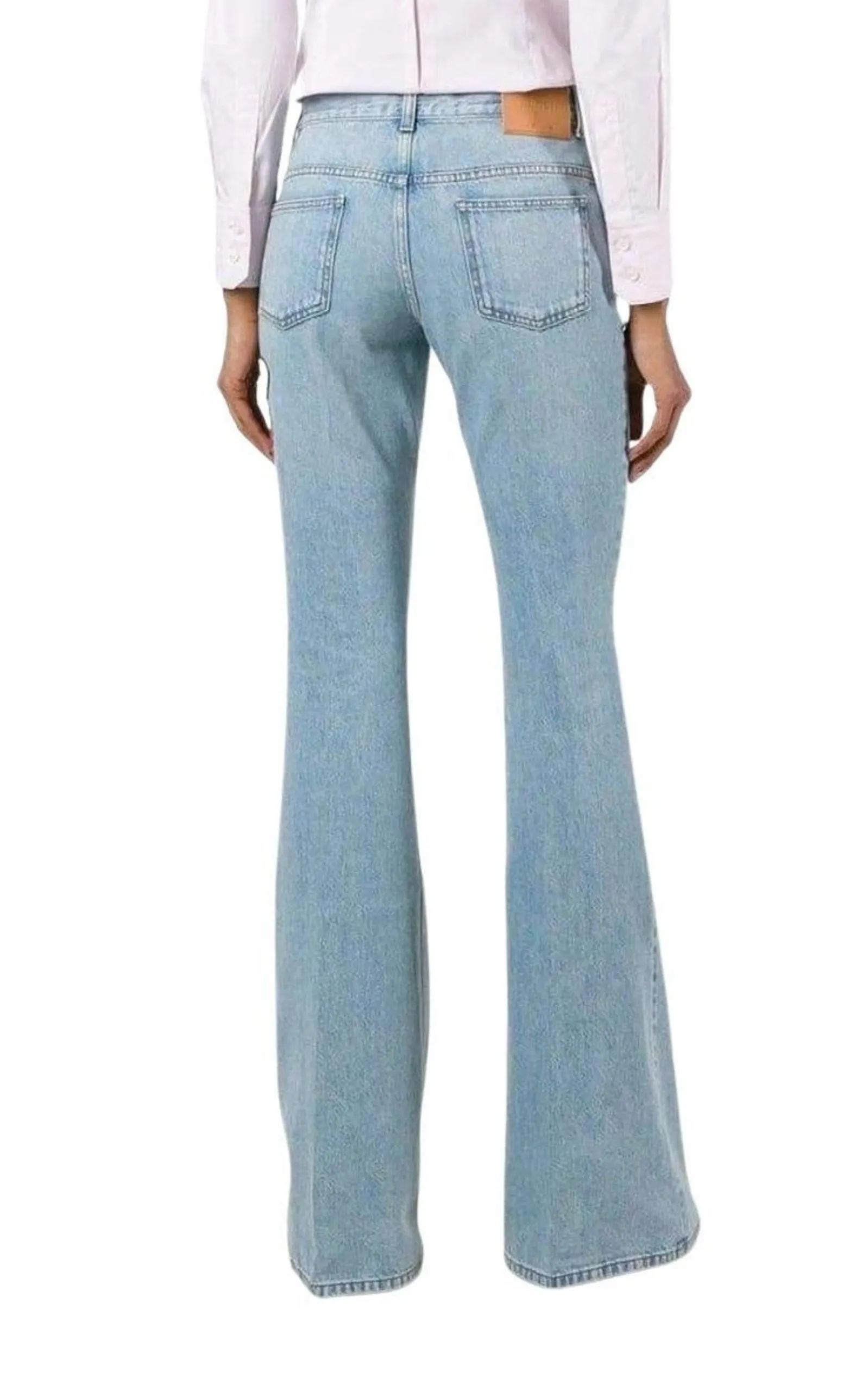 Fly Embroidered Flared Cotton Jeans