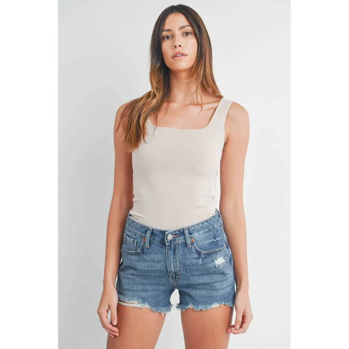 High Rise Destroyed Jean Shorts
