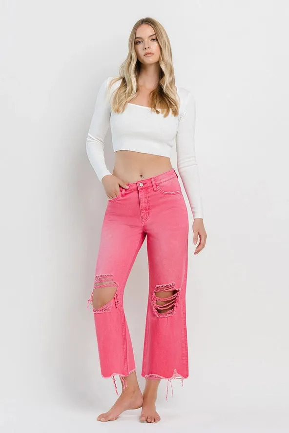 Hot Pink Vintage Crop Flare