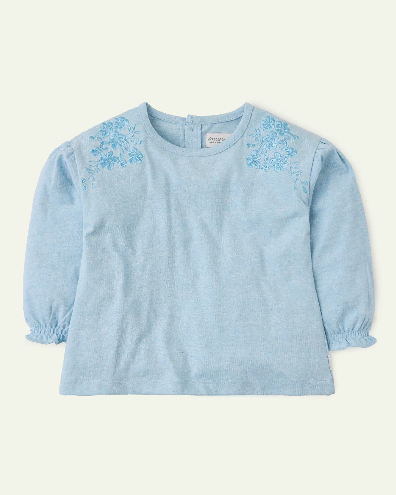Ice Blue Embroidered Top