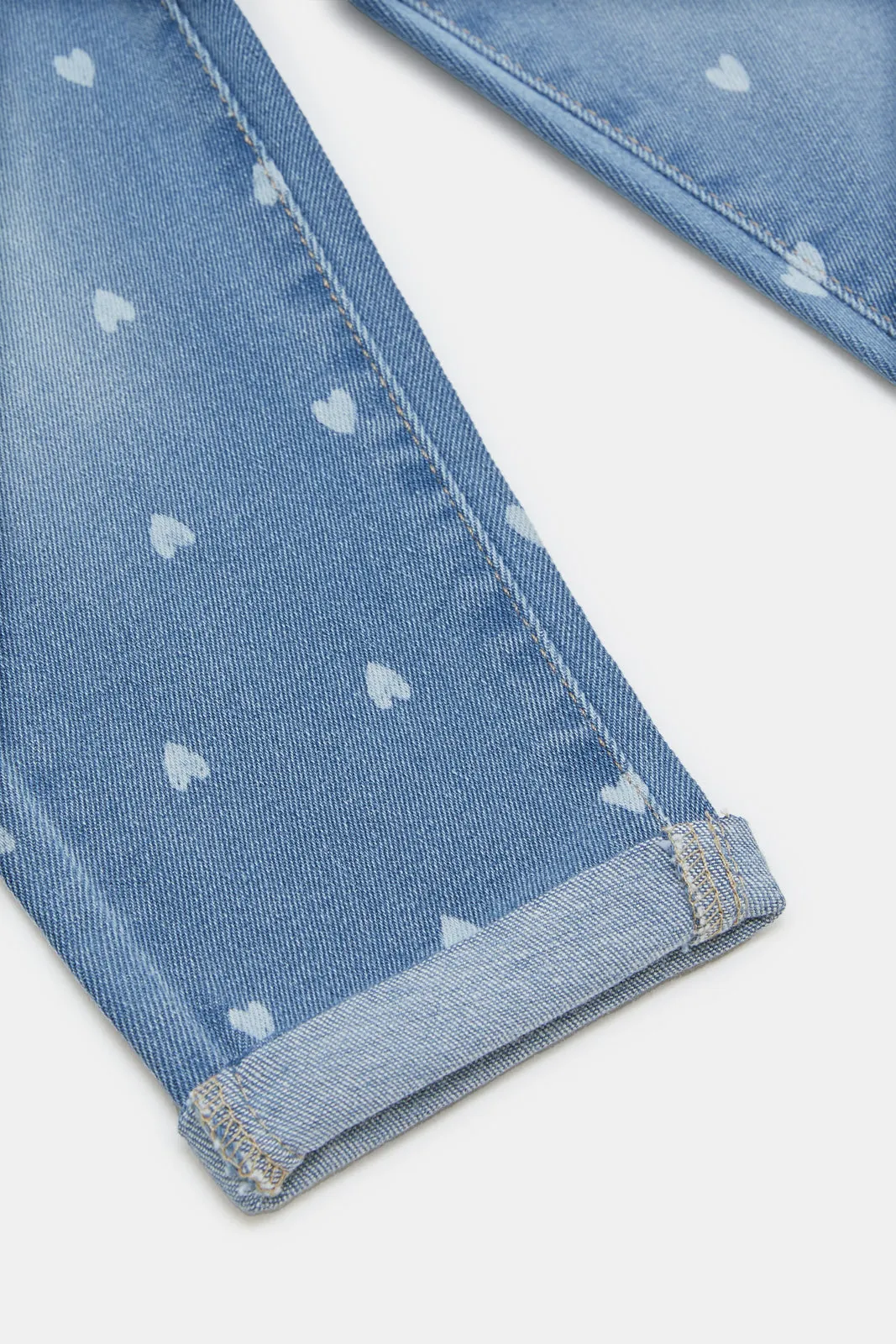 Infant Girls Blue Heart Printed Jeans