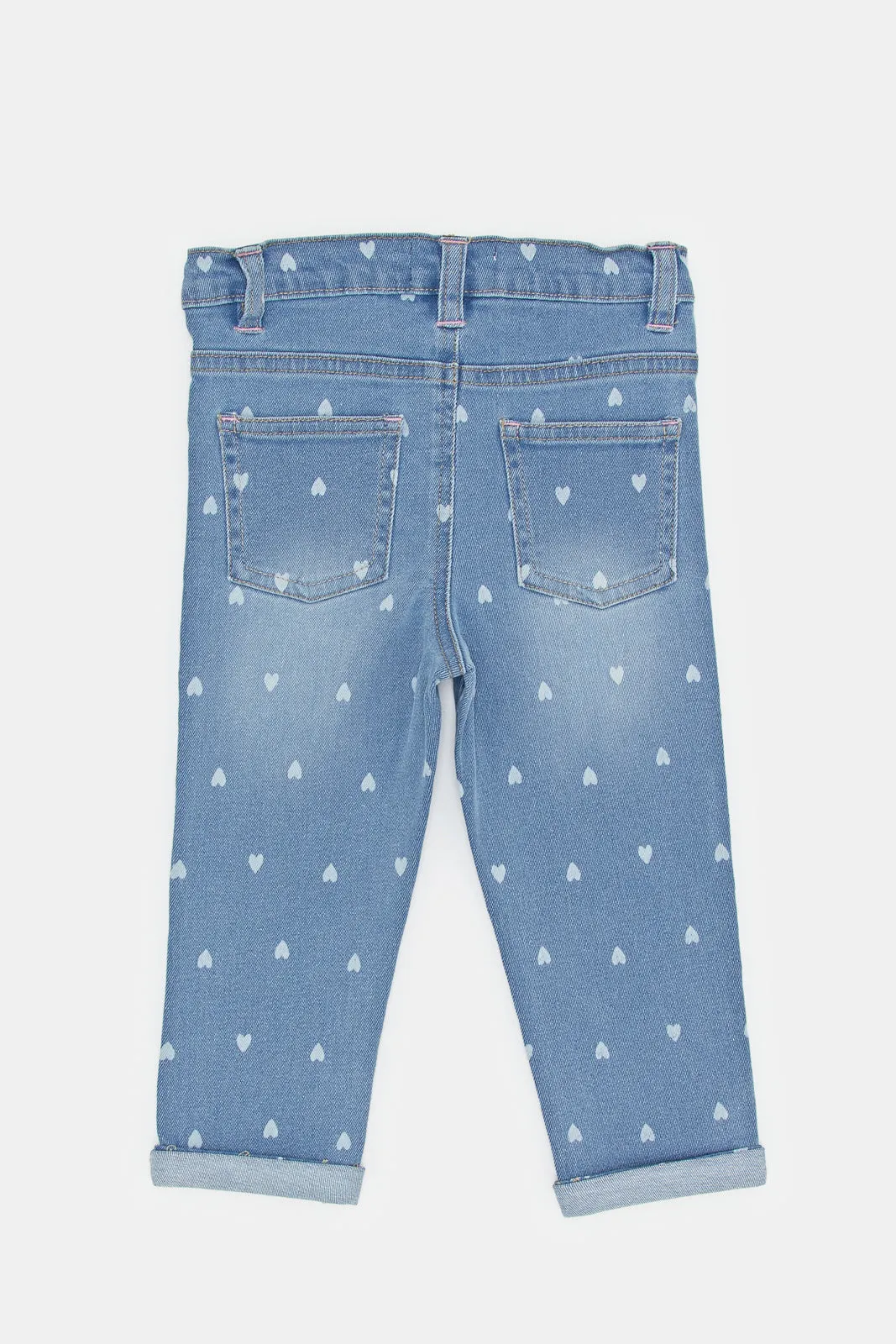 Infant Girls Blue Heart Printed Jeans