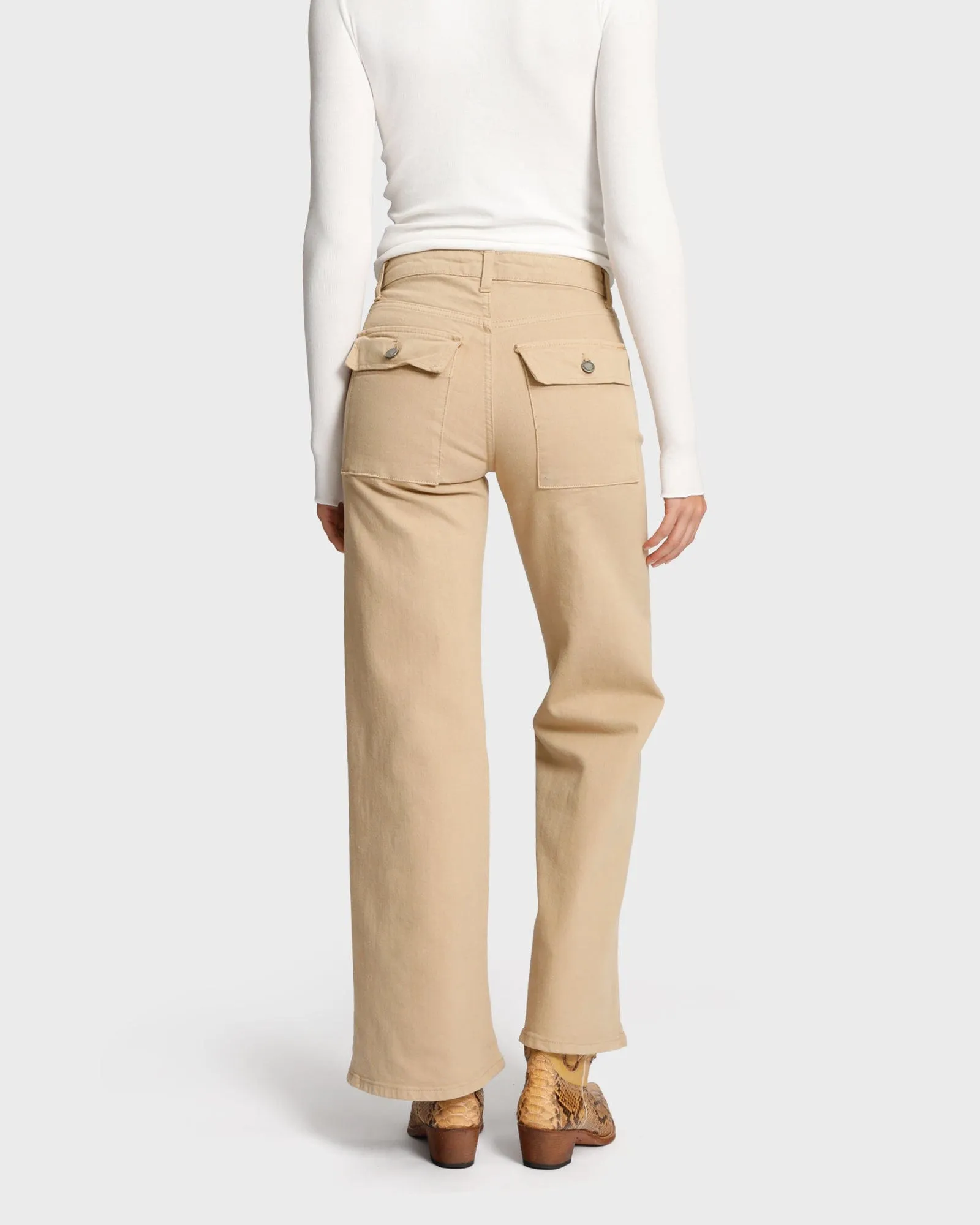 KEITH Cargo Wide Leg Jean - Sand