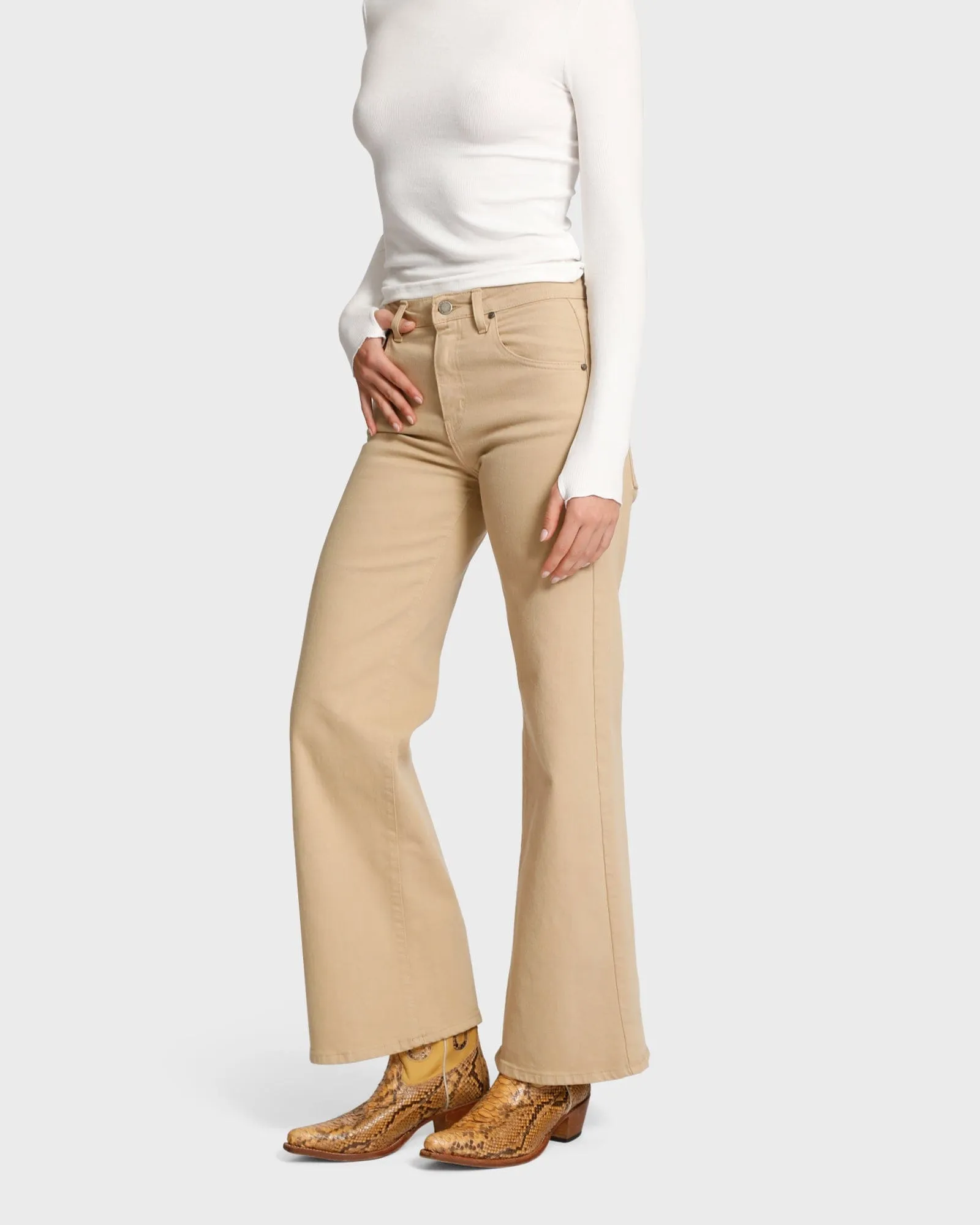 KEITH Cargo Wide Leg Jean - Sand