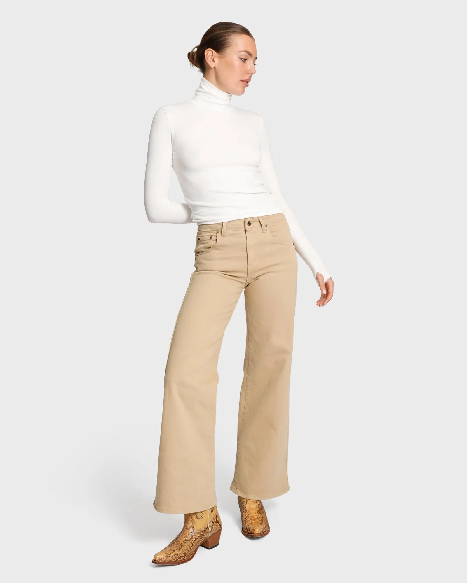 KEITH Cargo Wide Leg Jean - Sand