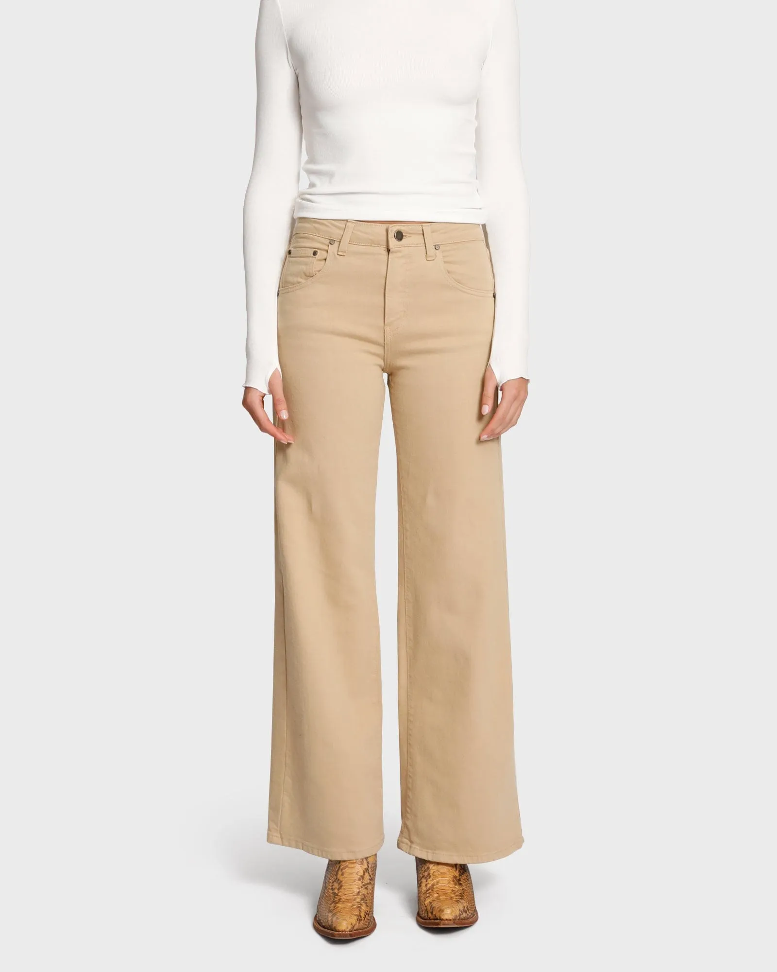 KEITH Cargo Wide Leg Jean - Sand