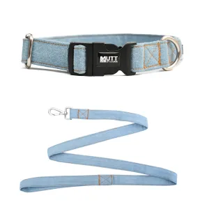 Light Blue Denim Collar   Leash Set