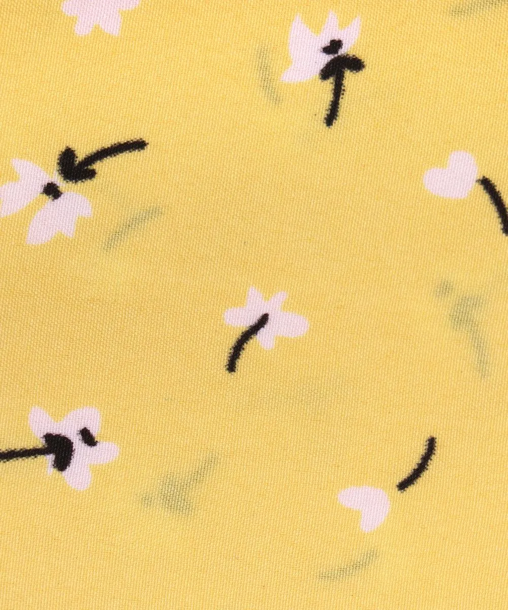 Light Yellow Floral Pattern Crepe Fabric