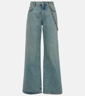 Loewe High Rise Flare Jeans with Chain, Blue